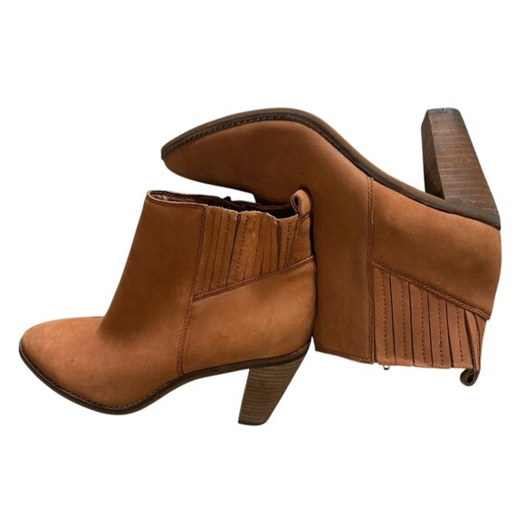 Lucky Brand Nesly Leather Cognac Heeled Western Ankle Booties Womens Size 8M - Picture 8 of 13